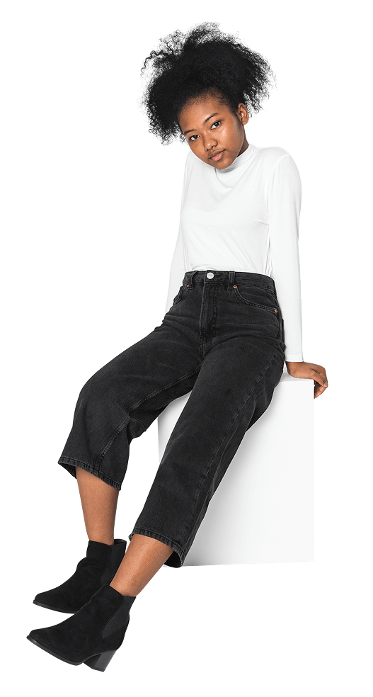 Woman in stylish outfit representing our marketplace community